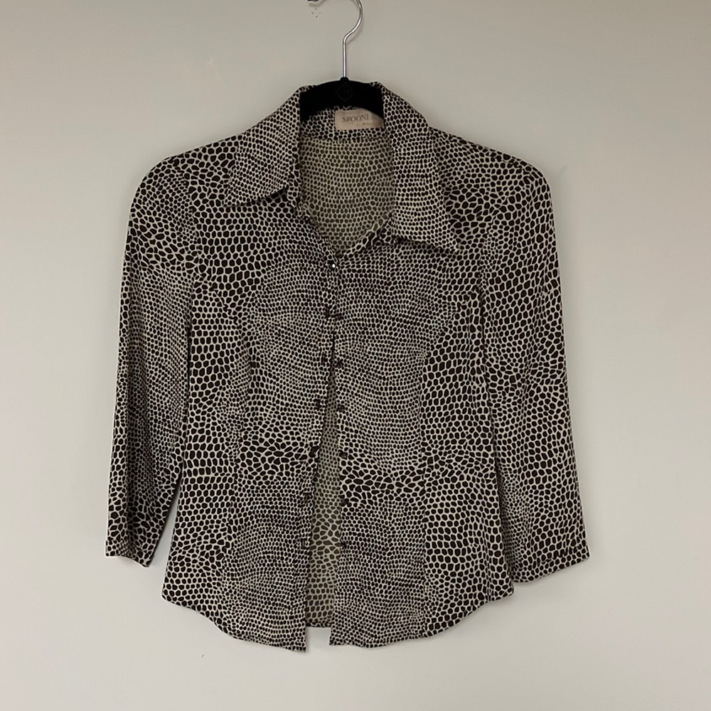 Vintage top - tiny giraffe print